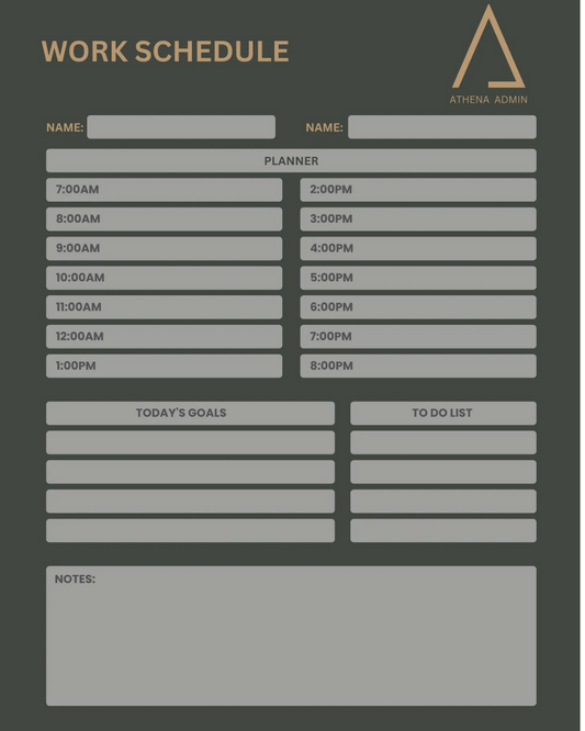 Athena Work Schedule