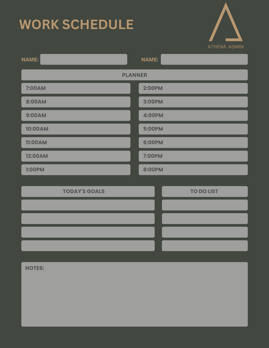 Athena Work Schedule